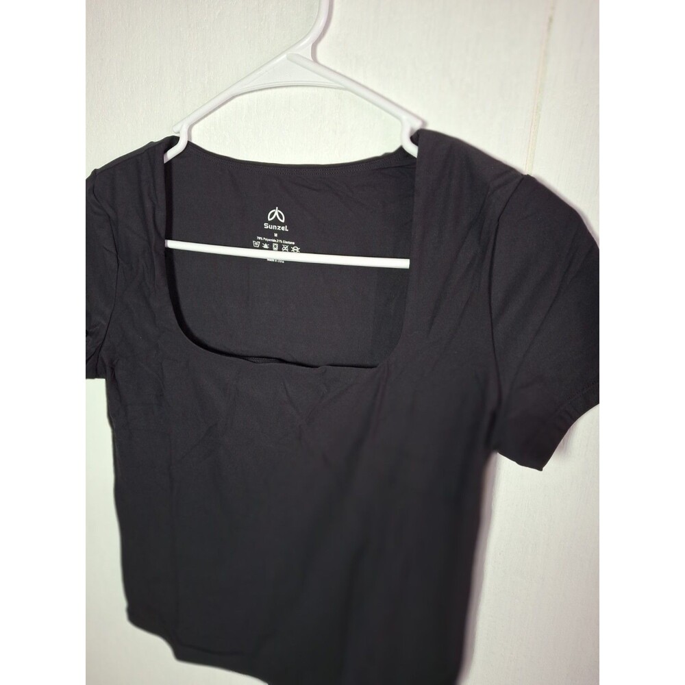 Black Square Neck Crop Top | Fits M (Tag L) | Soft Stretch | SKIMS-Inspired - Picture 2 of 9